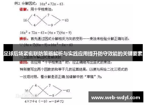 足球后场紧密联防策略解析与实践应用提升防守效能的关键要素